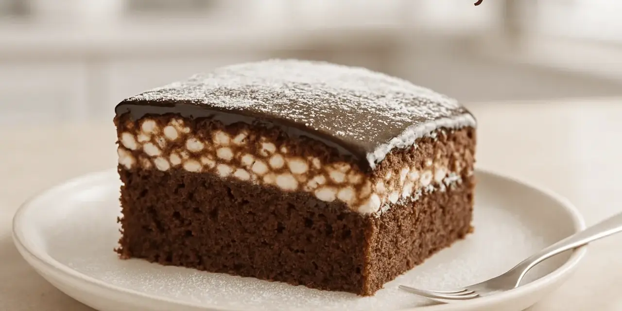 Pyszne ciasto Kinder Country z czekoladowym biszkoptem, kremem i polewą. Idealne na deser!